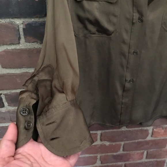 HIGH Everyday Italy Button Up Military Style Shirt Size 10 -28.5” Long -46 Chest - Picture 2 of 7